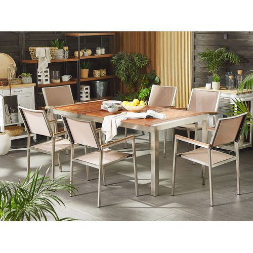Set De Salle à Manger Bois Solide Beige Grosseto