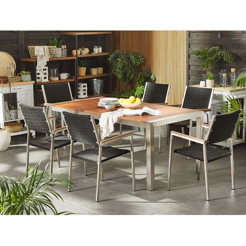 Set De Salle à Manger Bois Solide Noir Grosseto