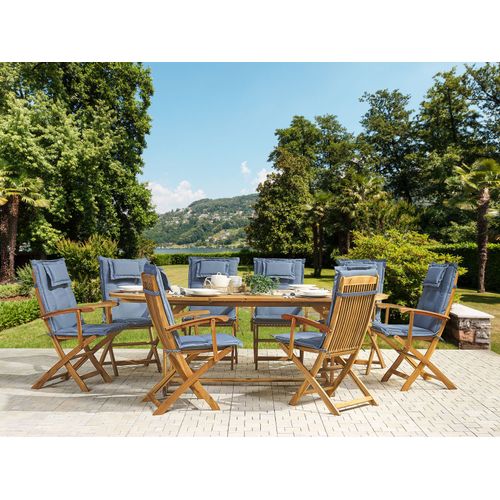 Set De 8 Coussins En Tissu Bleu Pour Chaises De Jardin Maui