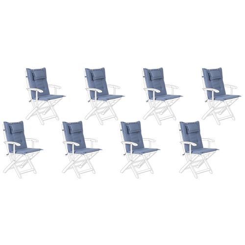 Set De 8 Coussins En Tissu Bleu Pour Chaises De Jardin Maui