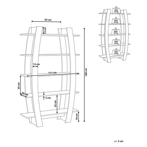 Bibliothèque 5 Étagères Noir Kener