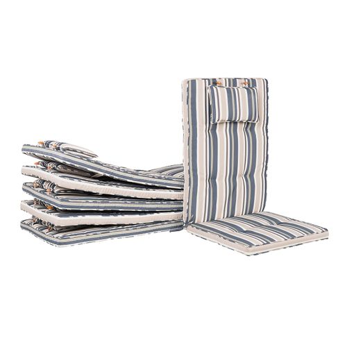Set De 8 Coussins En Tissu Bleu Et Beige Pour Chaises De Jardin Maui