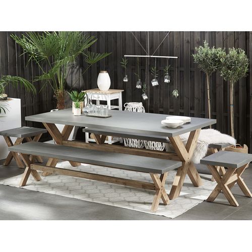 Table De Jardin 200 X 100 Cm Béton Gris Olbia