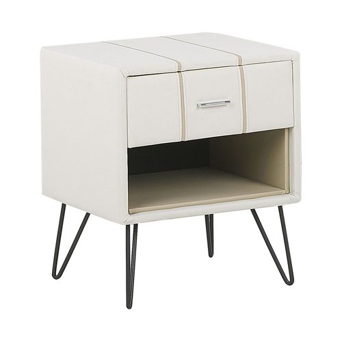 Table De Chevet Cuir Pu Blanc Betin
