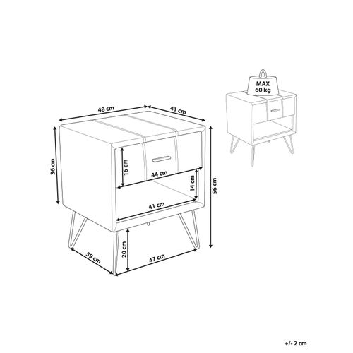 Table De Chevet Cuir Pu Blanc Betin