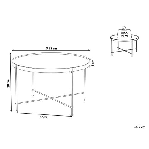 Table Basse Noire Et Argentée Ronde 63 Cm Lucea