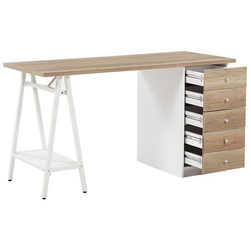 Table De Bureau 140 X 60 Cm Bois Clair Heber