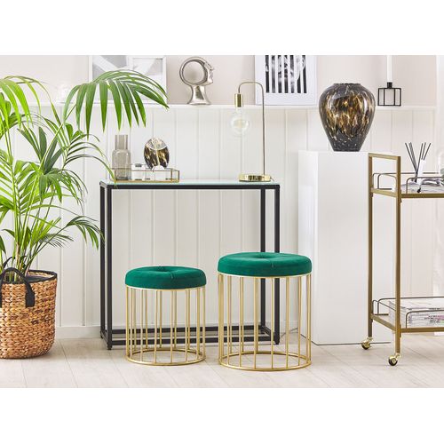 Set De 2 Poufs tabourets Gigognes En Velours Vert Foncé Lubbock