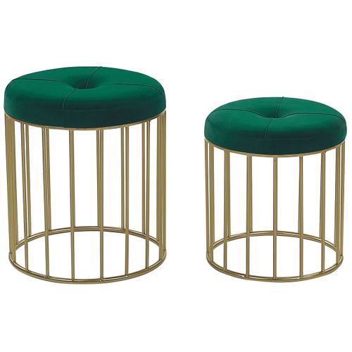 Set De 2 Poufs tabourets Gigognes En Velours Vert Foncé Lubbock