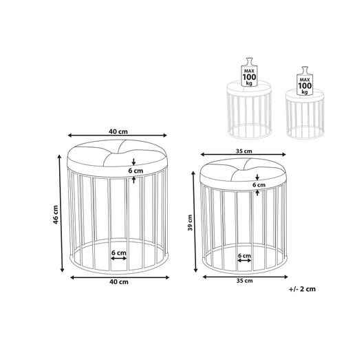 Set De 2 Poufs tabourets Gigognes En Velours Vert Foncé Lubbock