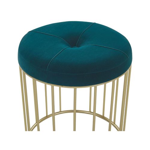 Set De 2 Poufs tabourets Gigognes En Velours Bleu Paon Lubbock