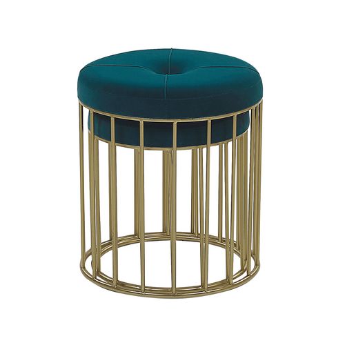 Set De 2 Poufs tabourets Gigognes En Velours Bleu Paon Lubbock
