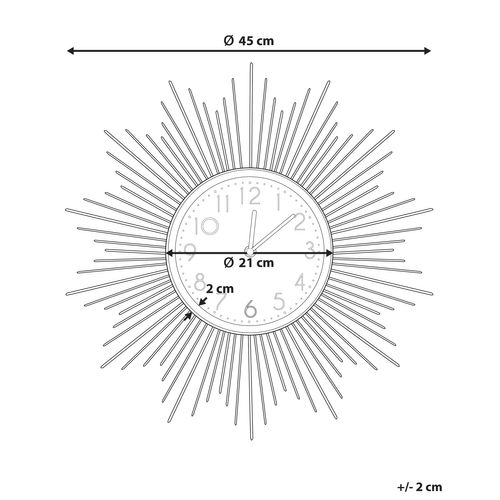 Horloge Dorée En Forme De Soleil 45 Cm Solura