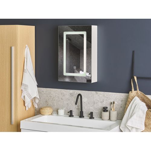 Armoire De Toilette Blanche Avec Miroir Et LED 40 X 60 Cm Condor