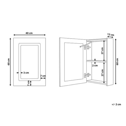 Armoire De Toilette Blanche Avec Miroir Et LED 40 X 60 Cm Condor