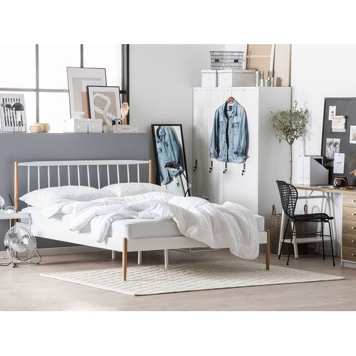 Lit Avec Sommier Métal Maurs 160 X 200 Cm Blanc