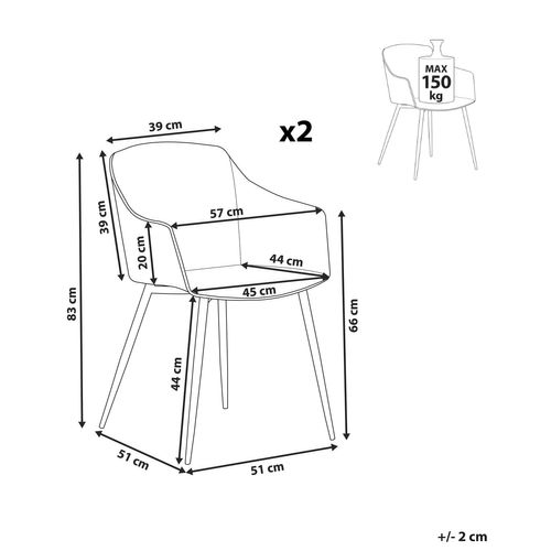 Chaise De Salle à Manger Set De 2 Noir Fonda