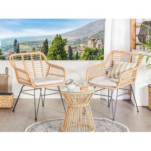 Ensemble Pour Bistro Avec Coussin Marron Clair Trestina