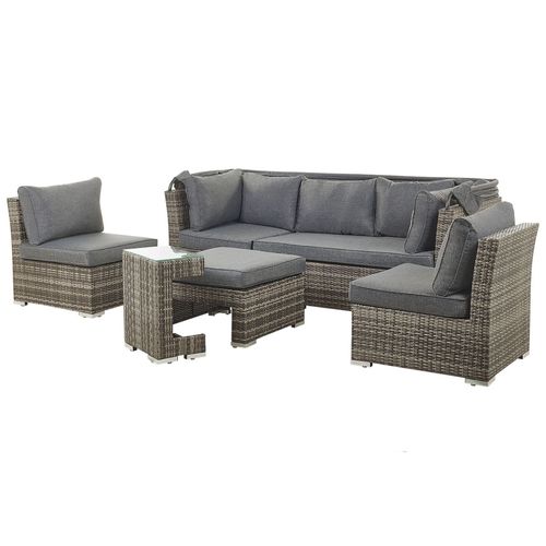 Set De Salon Polyrotin Marron Foncé Corte