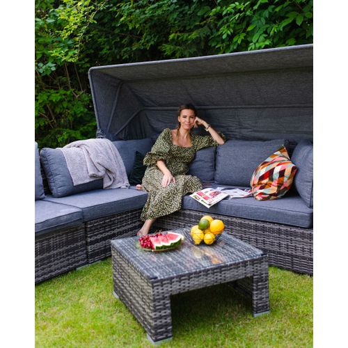 Set De Salon Polyrotin Marron Foncé Corte