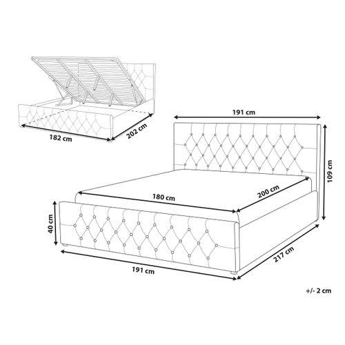 Lit Ottoman Velours Amiens 180 X 200 Cm Gris