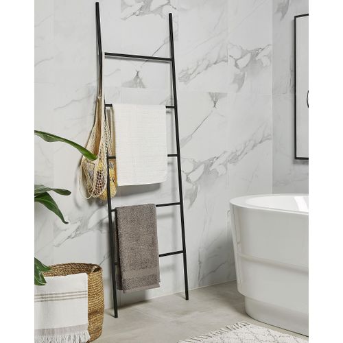 Échelle Porte-serviettes En Métal Noir 5 Barres 50 X 165 Cm Aribibi
