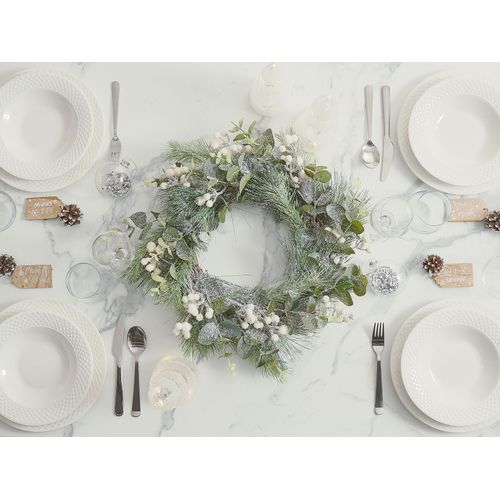 Couronne De Noël Verte Enneigée D 54 Cm Jurmu