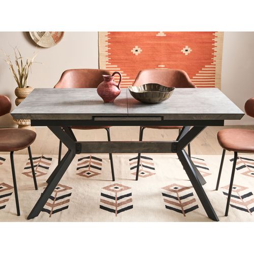 Table Effet Béton Et Noir 140 / 180 X 80 Cm Benson