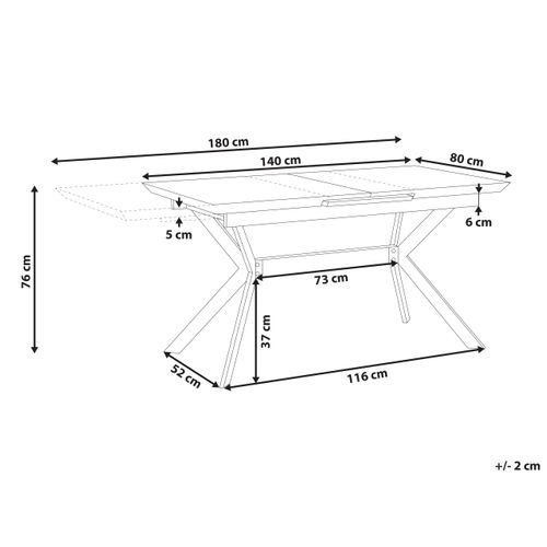 Table Effet Béton Et Noir 140 / 180 X 80 Cm Benson