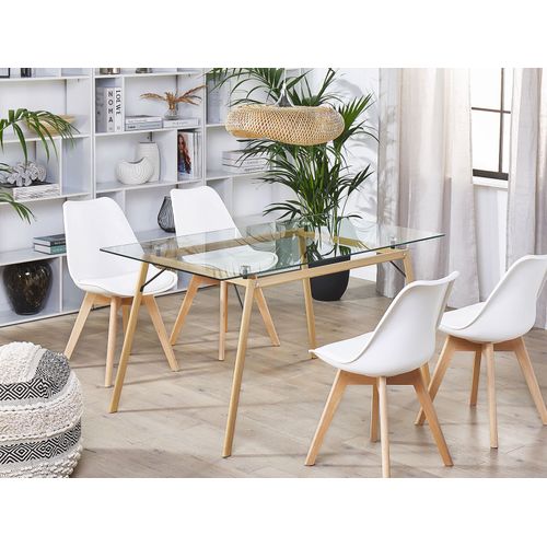 Table à Manger Transparente / Effet Bois Clair 140 X 80 Cm Kamina