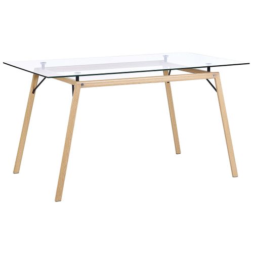 Table à Manger Transparente / Effet Bois Clair 140 X 80 Cm Kamina