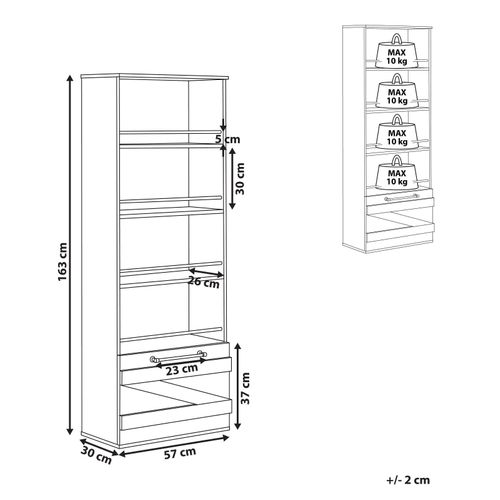 Bibliothèque 4 Étagères Bois Clair Salter