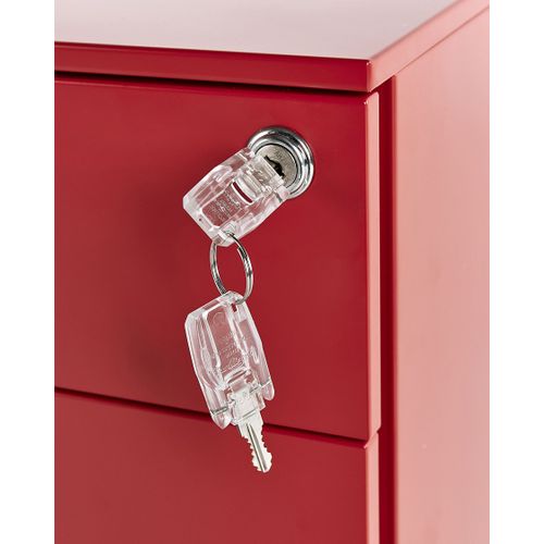 Caisson à Roulettes En Métal Rouge Avec 3 Tiroirs Bolsena