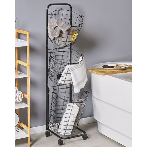 Étagère Sur Roulettes En Métal Noir 3 Paniers Ayapal