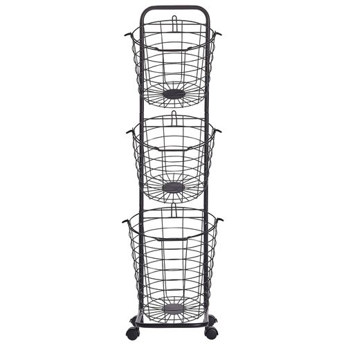 Étagère Sur Roulettes En Métal Noir 3 Paniers Ayapal