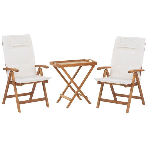 Ensemble Pour Bistro Avec Coussin Bois Blanc Cassé Java