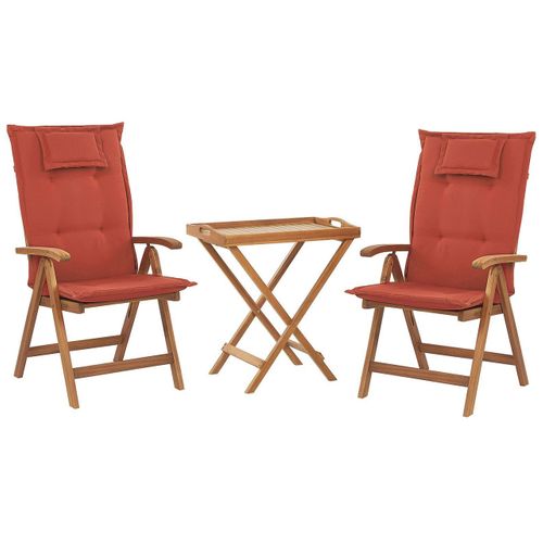 Ensemble Pour Bistro Avec Coussin Bois Rouge Foncé Java