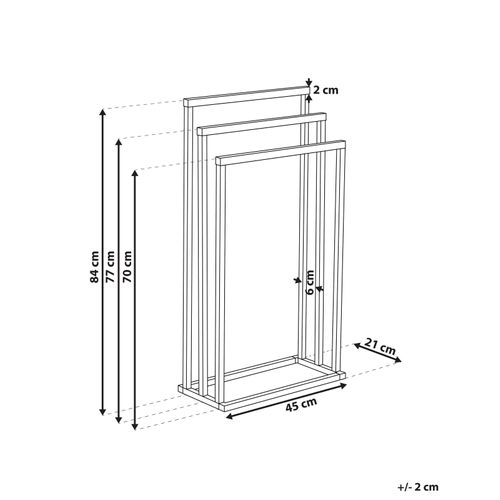 Porte-serviettes Sur Pied En Acier Avec 3 Barres En Bois 45 X 84 Cm Charras
