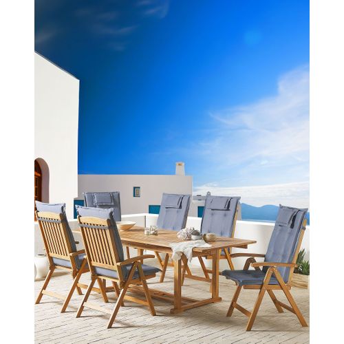 Chaise De Jardin Set De 6 Bois Bleu Java