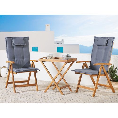Ensemble Pour Bistro Avec Coussin Bois Bleu Java