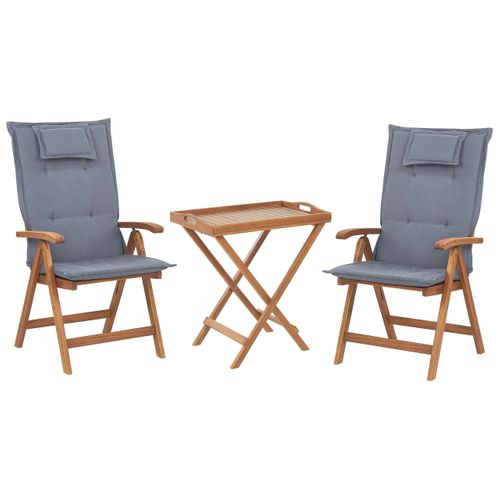 Ensemble Pour Bistro Avec Coussin Bois Bleu Java