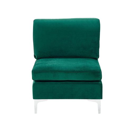 Canapé Modulable 3 Places En Velours Vert Avec Pouf Ottoman Evja