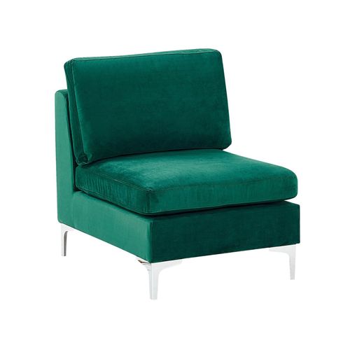 Canapé Modulable 3 Places En Velours Vert Avec Pouf Ottoman Evja