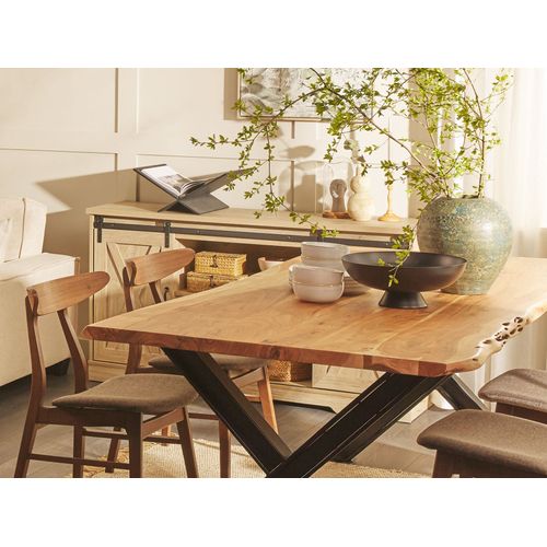 Table De Salle à Manger Extensible Effet Bois/noir 140/180 X 90 Bronson