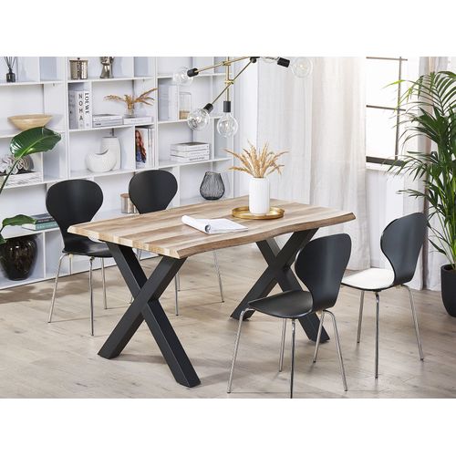 Table De Salle à Manger Extensible Effet Bois/noir 140/180 X 90 Bronson