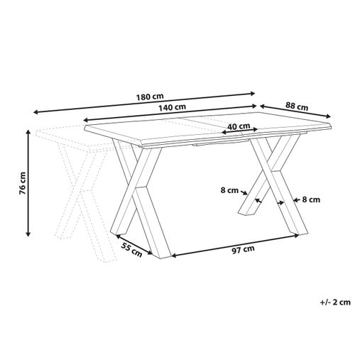 Table De Salle à Manger Extensible Effet Bois/noir 140/180 X 90 Bronson