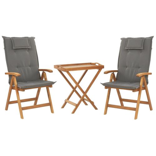 Ensemble Pour Bistro Avec Coussin Bois Gris Graphite Java