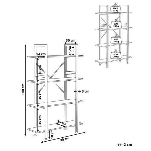 Bibliothèque 4 Étagères Bois Foncé Darby