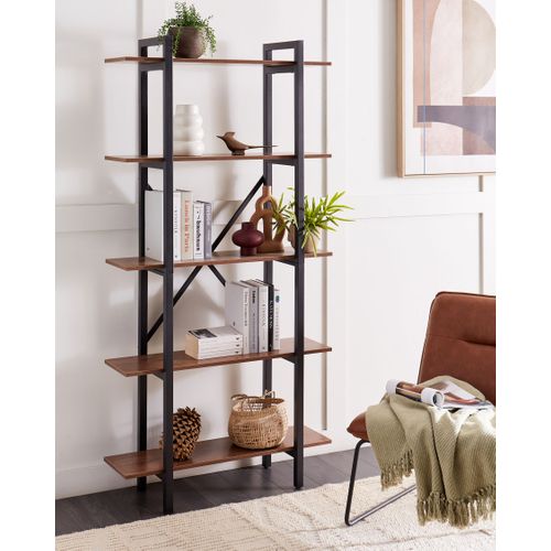 Bibliothèque 5 Étagères Bois Foncé Darby