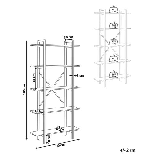 Bibliothèque 5 Étagères Bois Foncé Darby